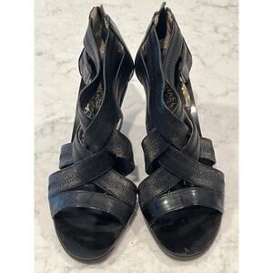 Michael Kors Women’s Back Zip‎ Karina Cross-Strap Cone Heels Party Size 7M Black
